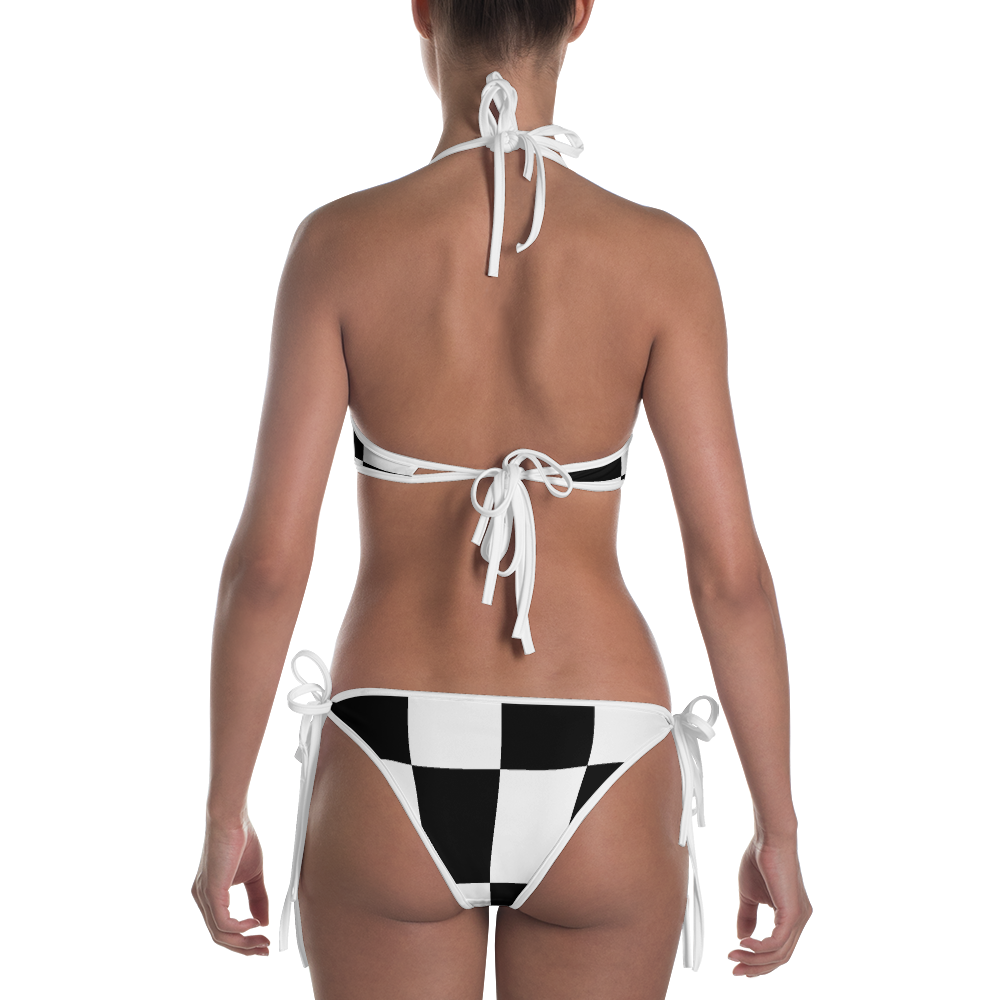 #87e88010 - Black White Strawberry - ALTINO Reversible Bikini