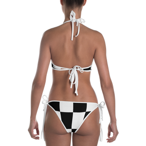 #87e88010 - Black White Strawberry - ALTINO Reversible Bikini