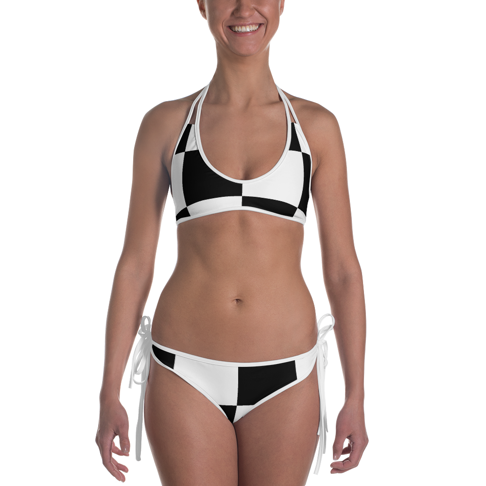 #87e88010 - Black White Strawberry - ALTINO Reversible Bikini