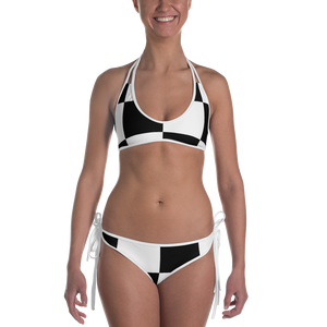 #87e88010 - Black White Strawberry - ALTINO Reversible Bikini